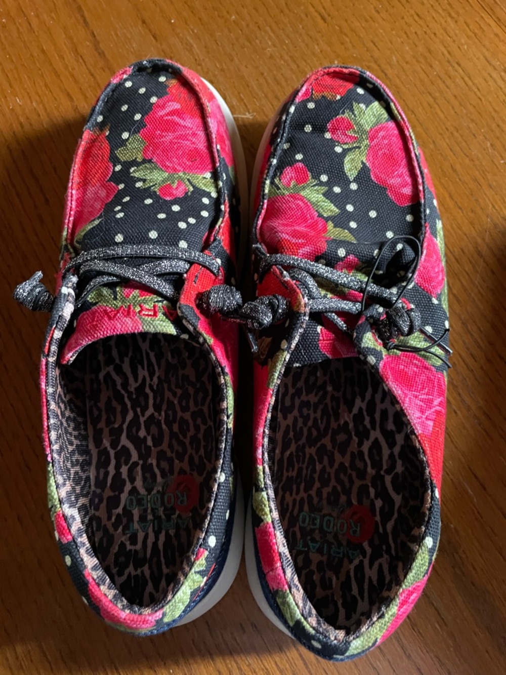Ariat Red Floral Canvas Slip-On Sneakers